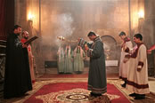 Father Ter-Hovhannes leading the Holy Mass at Gandzasar’s Cathedral of St. John the Baptist.